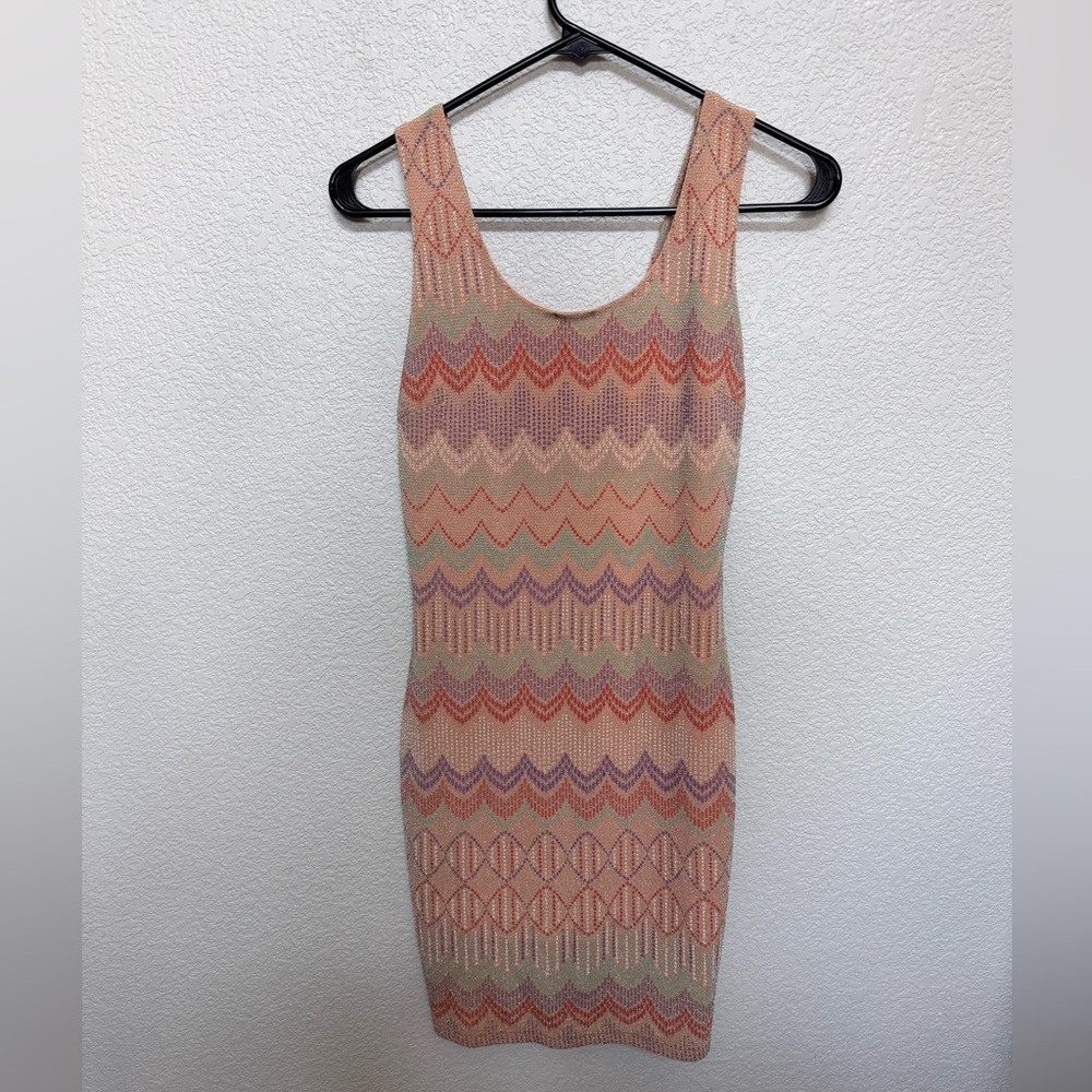 Missoni Inspired Boho Print Mini Dress Women’s M